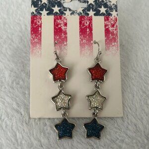 Stars American Graphic Dangle Earrings - Womens Fashion Jewelry US accessories